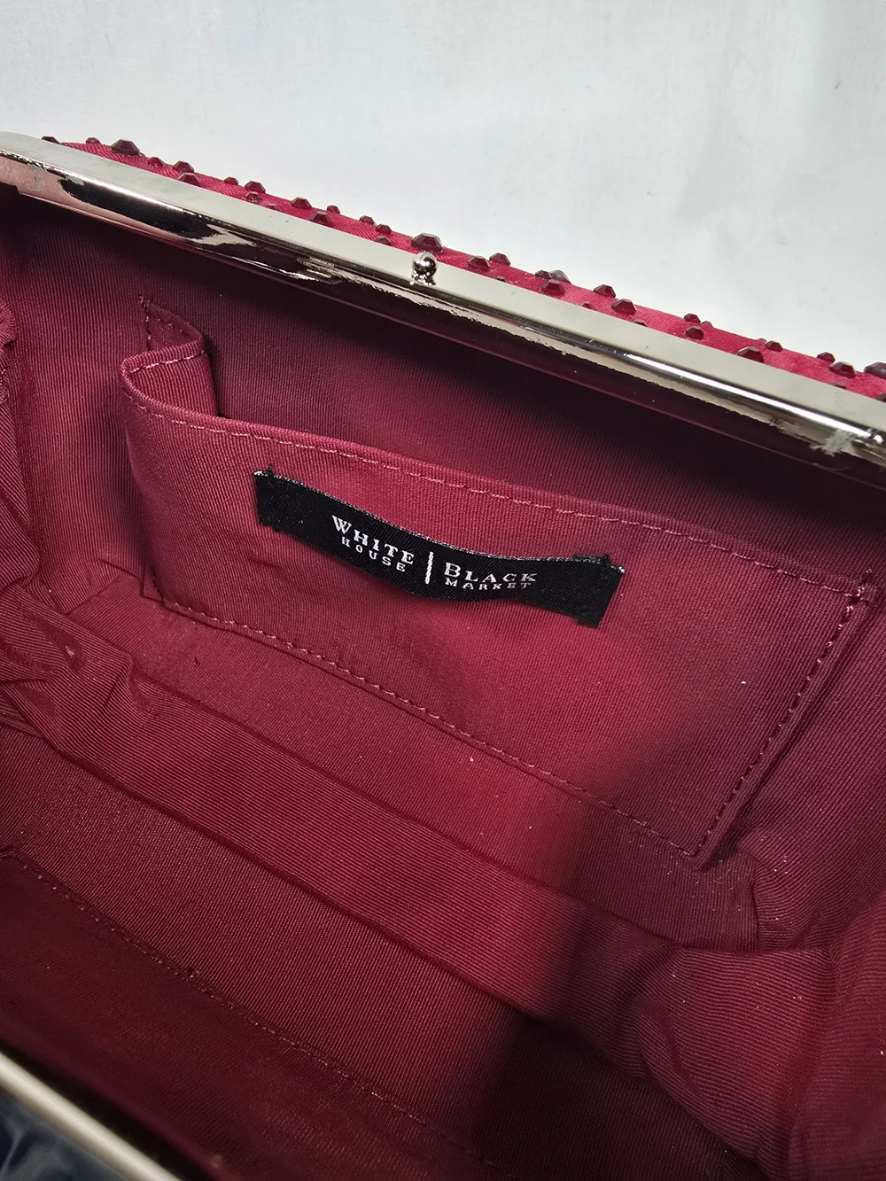 Elegant Studded Satin Clutch - Deep Wine By White House Black Market - Picture 4 of 4